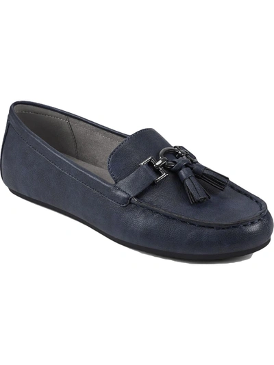 Shop Aerosoles Deanna Womens Faux Leather Driving Moccasins Tassel Loafers In Blue