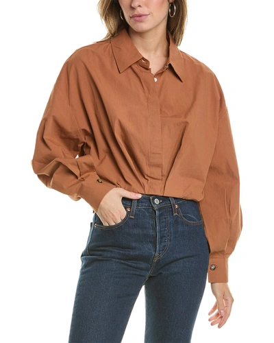 Shop Oat New York Cropped Blouse In Brown