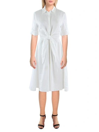 Shop Lauren Ralph Lauren Womens Linen Front Tie Shirtdress In White
