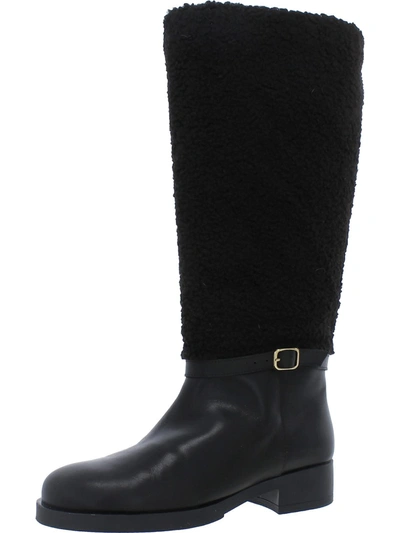 Shop Andre Assous Binni Womens Leather Faux Fur Knee-high Boots In Black