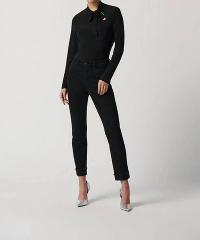 Shop Joseph Ribkoff Long Sleeve Bow Neck Top In Black