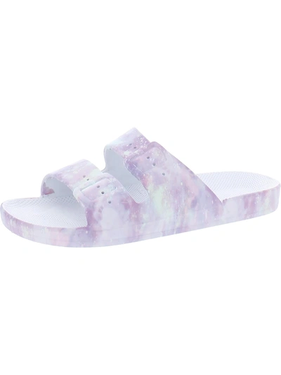 Shop Freedom Moses Unicorn Womens Printed Buckle Pool Slides In Multi
