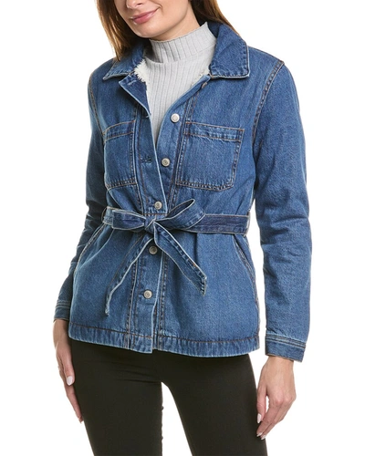 Shop Oat New York Patch Pocket Sherpa-lined Jacket In Blue