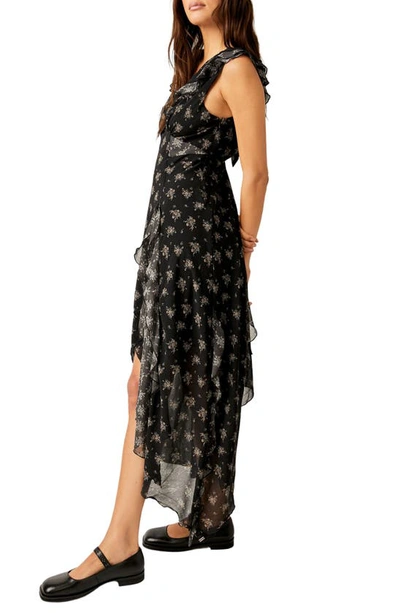 Shop Free People Joaquin Floral Ruffle Plunge Dress In Black Combo