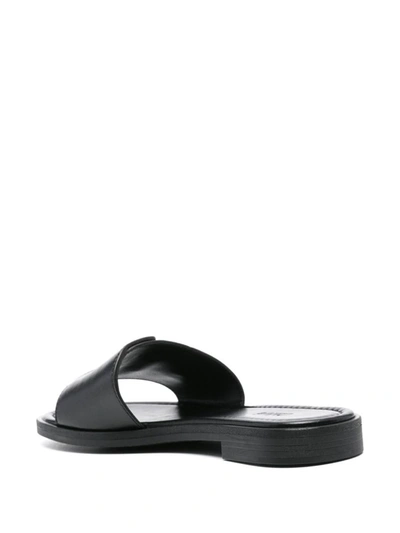 Shop Chloé Marcie Leather Flat Sandals In Black