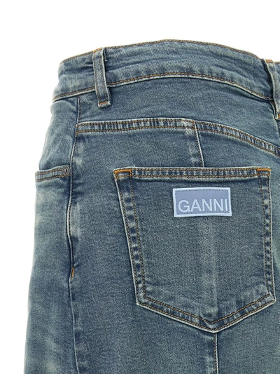 Shop Ganni Peplum Denim Skirt In Multicolor