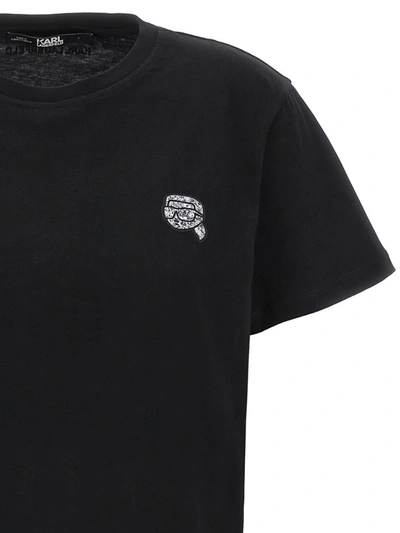 Shop Karl Lagerfeld 'ikonik 2,0 Glitter' T-shirt In Black