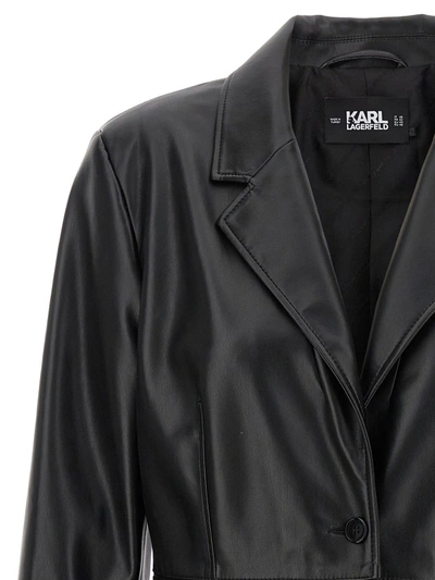 Shop Karl Lagerfeld Recycled Leather Blazer In Black