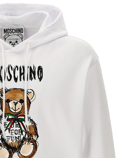Shop Moschino 'archive Teddy' Hoodie In White