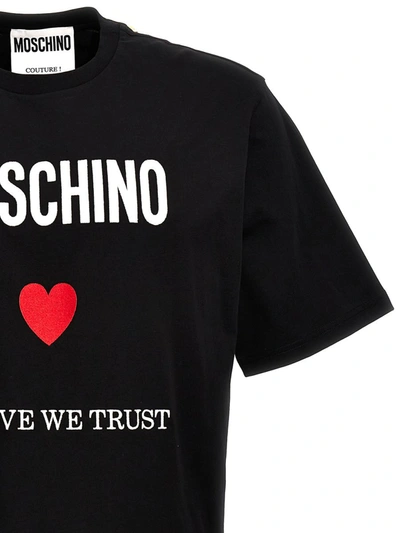 Shop Moschino 'in Love We Trust' T-shirt In Black