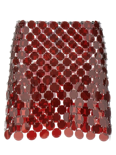 Shop Paco Rabanne Plastic Sequin Skirt In Bordeaux