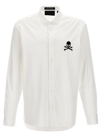 Shop Philipp Plein 'sugar Daddy Skull&bones' Shirt In White