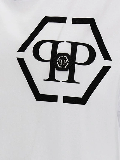 Shop Philipp Plein Logo T-shirt In White/black