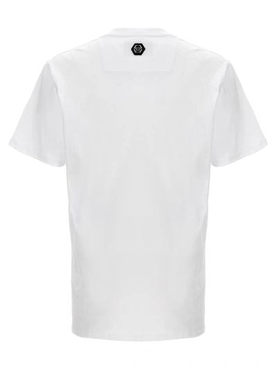 Shop Philipp Plein Rhinestone Logo T-shirt In White