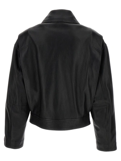 Shop Versace Biker Leather Jacket In Black