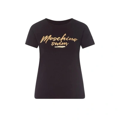 Shop Moschino Swim Logo T-shirt In Black