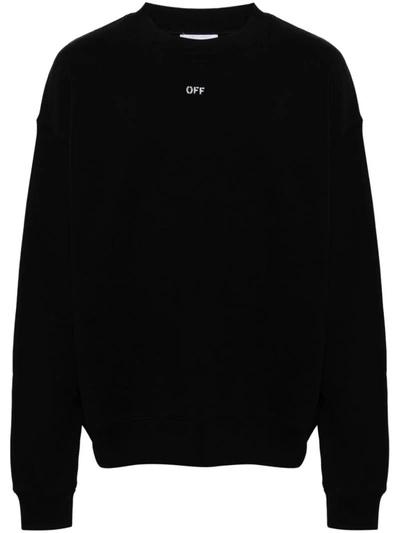 Shop Off-white Logo-print Cotton Sweatshirt In Black White