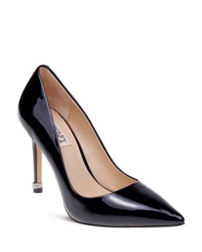 Badgley Mischka Noelle High Heel Pointed Toe Pumps In Black Patent Leather