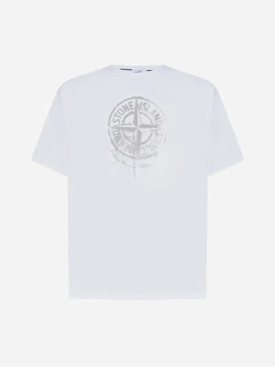 Shop Stone Island Logo Cotton T-shirt In White