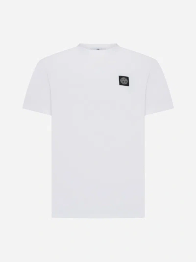 Shop Stone Island Logo-patch Cotton T-shirt In White