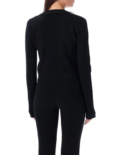 Shop Alessandra Rich Wool Blend Knitted Cardigan In Black