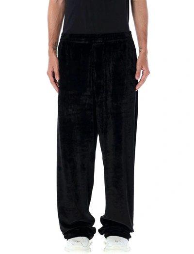Shop Balenciaga Velvet Jogging Pants In Black