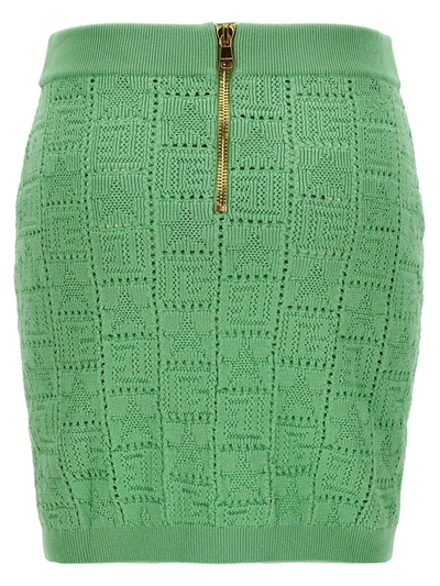 Shop Balmain 'monogramma' Skirt In Green