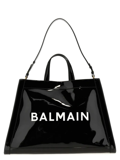 Shop Balmain 'olivier's Cabas' Shopping Bag In White/black
