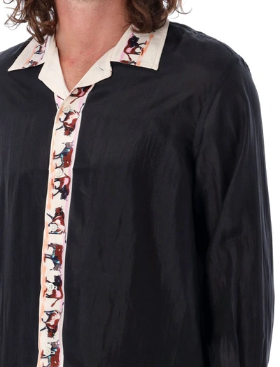 Shop Bode Taureau Long Sleeve Shirt In Black