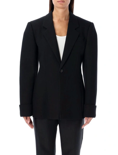 Shop Bottega Veneta Structured Cotton Jacket In Black