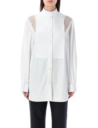 Shop Burberry Lace Trim Shirt In Optic White