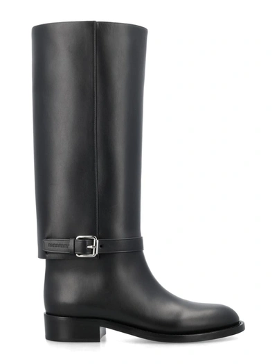 Shop Burberry Leather Horse Boots In Black