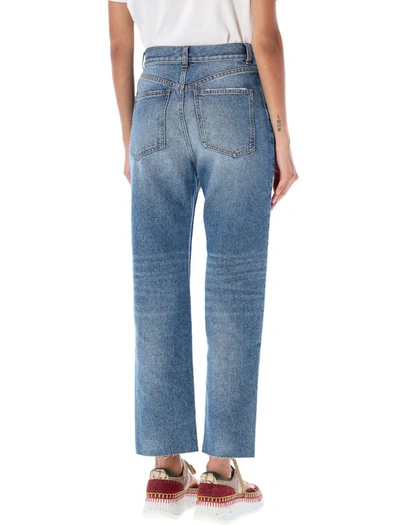 Shop Chloé Raw Cut Denim Jeans In Foggy Blue