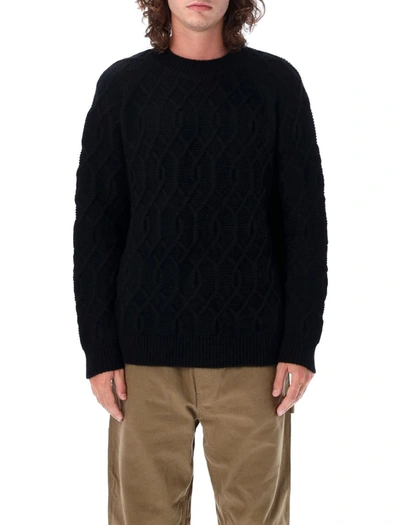 Shop Comme Des Garçons Homme Deux Comme Des Garçons Homme Crewneck Wool Cable Sweater In Black