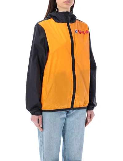 Shop Comme Des Garçons Play Bicolor Waterproof Zip Jacket With Hood In Orange Black