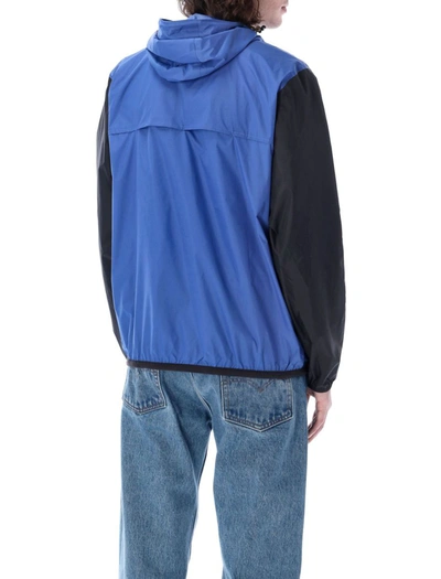 Shop Comme Des Garçons Play Bicolor Waterproof Hooded Jacket In Blue Black