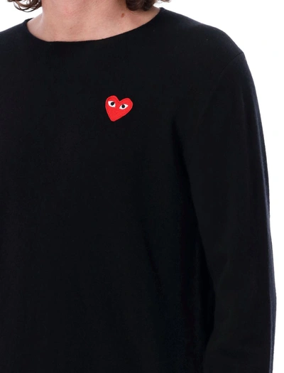 Shop Comme Des Garçons Play Red Heart Patch Sweater In Black