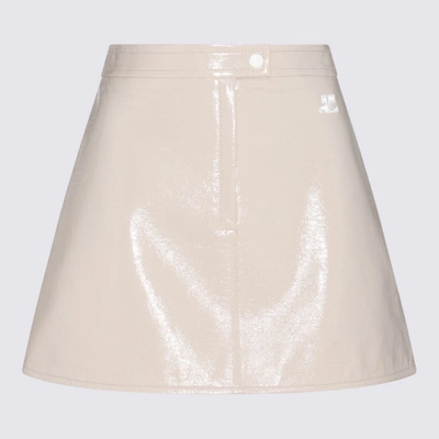 Shop Courrèges White Cotton Skirt In Mastic Grey