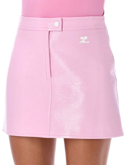 Shop Courrèges Vinyle Mini Skirt In Rose