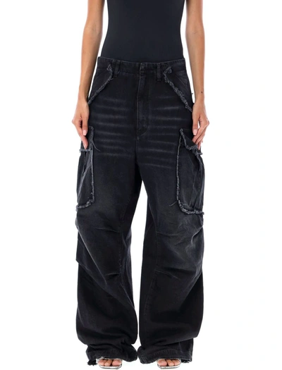 Shop Darkpark Vivi Cargo Denim Jeans In Washed Black