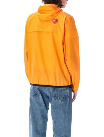 Shop Comme Des Garçons Play Waterproof Hooded Jacket In Orange