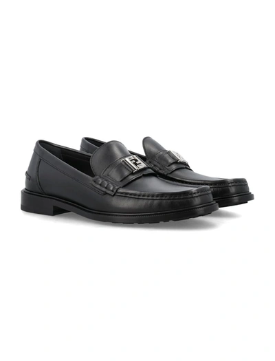 Shop Fendi Ff Squared Loafers In Black