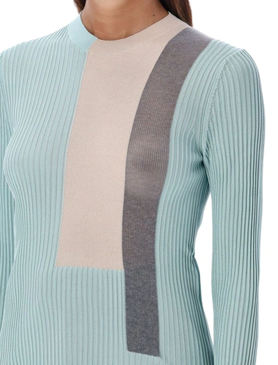 Shop Fendi Knit Vertical Stripes In Blue