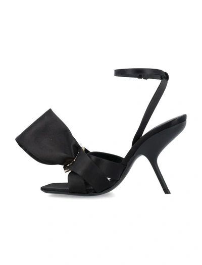 Shop Ferragamo Sandal With Asymmetric Bow In Black