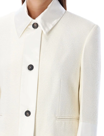 Shop Ferragamo Short Jacket With Satin Inserts In White