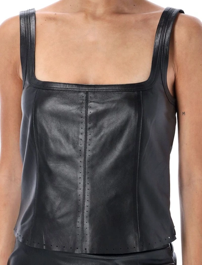 Shop Helmut Lang Leather Tank Top In Black