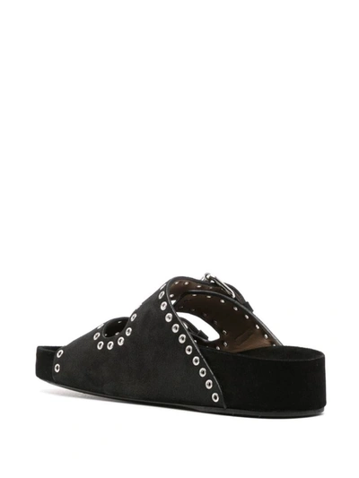 Shop Isabel Marant Lennyo Eyelet-embellished Sandals In Faded Black