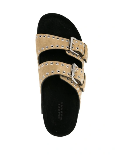 Shop Isabel Marant Lennyo Eyelet-embellished Sandals In Taupe