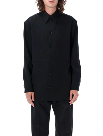 Shop Jil Sander Casual Shirt Gabardine Patch In Black