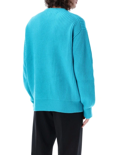 Shop Jil Sander Ribbed Fine Wool Sweater In Turquoise